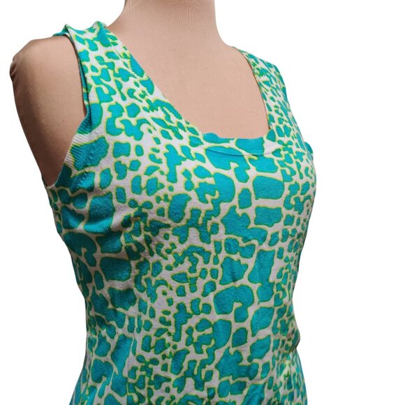Joseph A XL Turquoise Green Abstract Animal Print Sleeveless Scoop Neck Knit Top - Picture 10 of 10